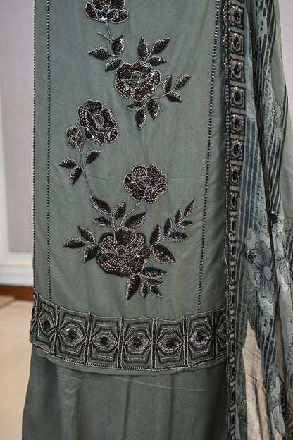 Elegant Hand-Embroidered Organza Suit Set