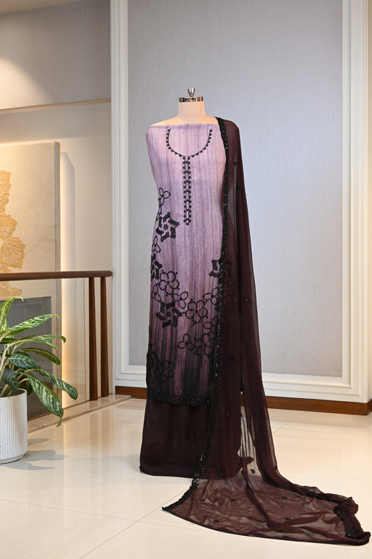 Elegant Organza Hand-Embroidered Suit Set