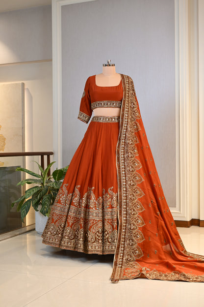Crepe Printed Lehenga Choli with Gota Patti & Dori Work
