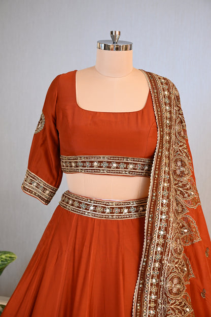 Crepe Printed Lehenga Choli with Gota Patti & Dori Work