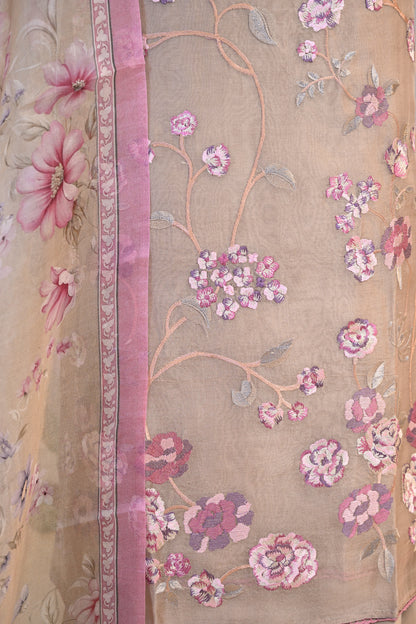 Elegant Organza Thread-Embroidered Suit Set