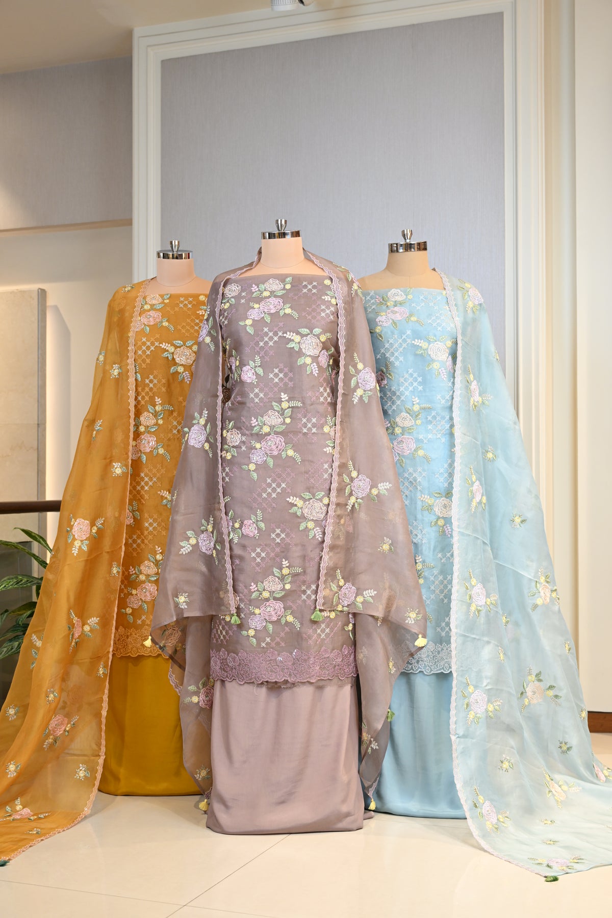 Elegant Organza Thread & Zari Suit Set