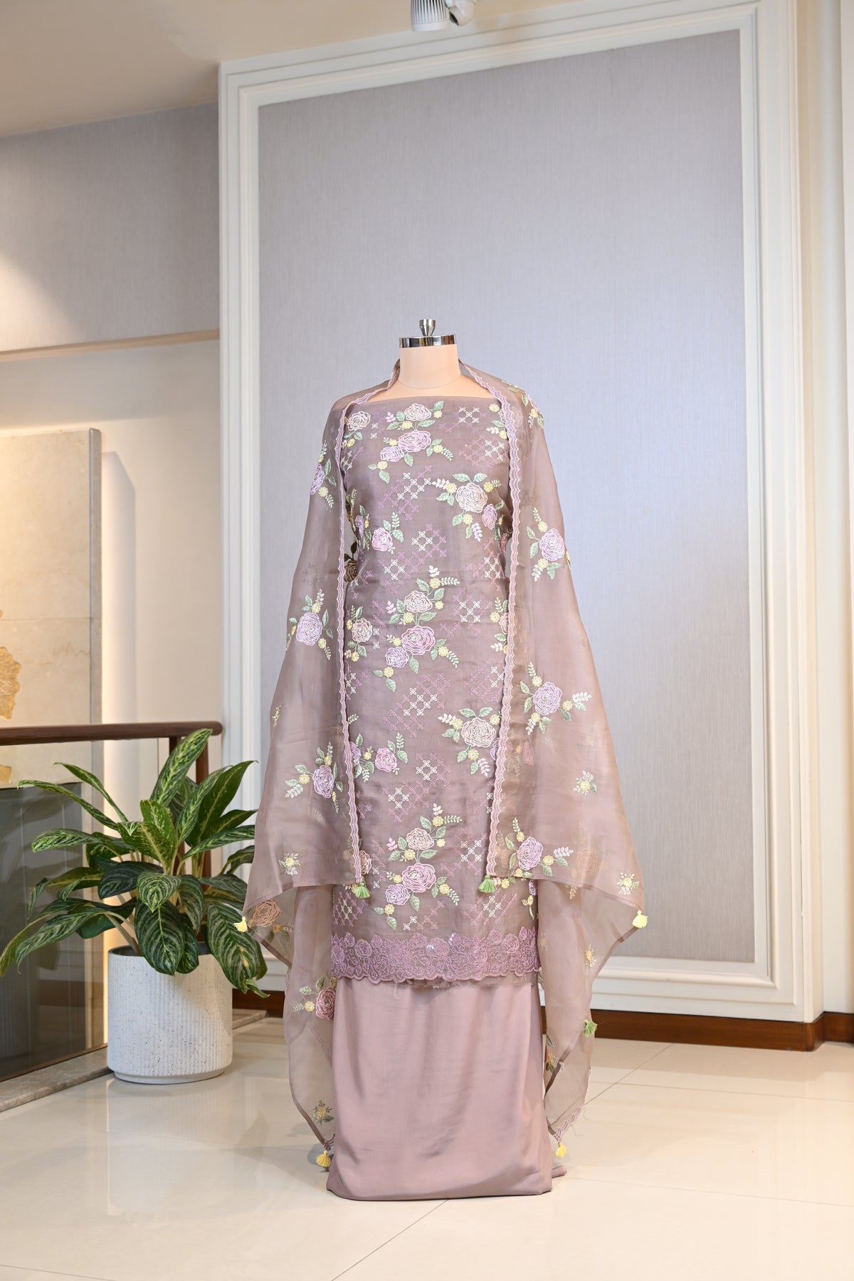 Elegant Organza Thread & Zari Suit Set