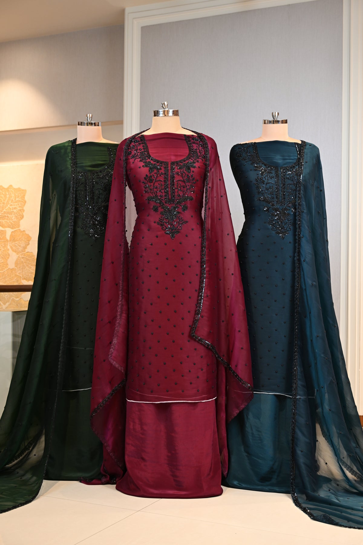 Elegant Organza Hand-Embroidered Suit Set