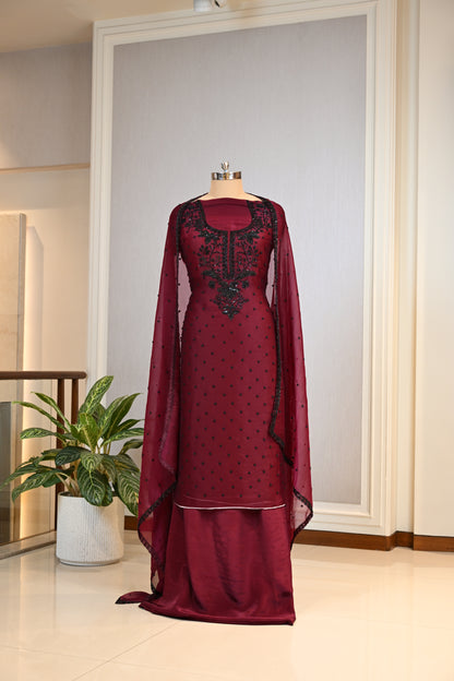 Elegant Organza Hand-Embroidered Suit Set