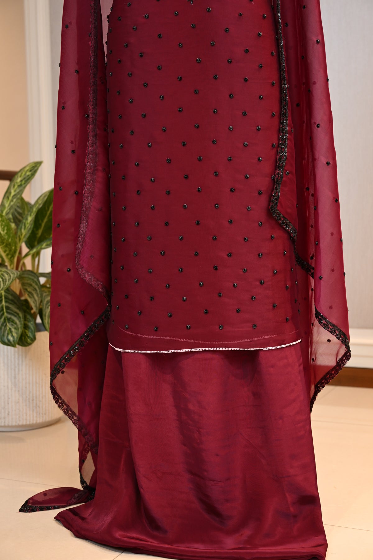 Elegant Organza Hand-Embroidered Suit Set