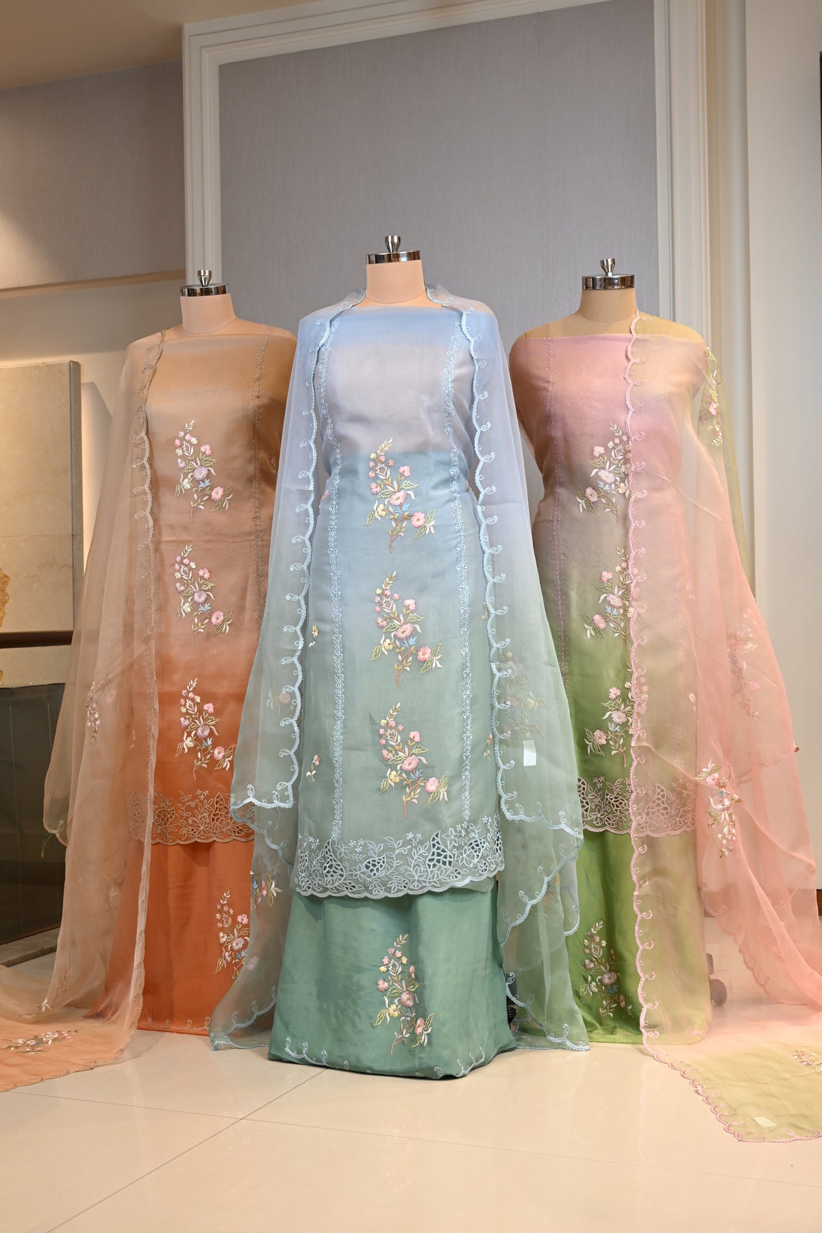 Elegant Organza Thread Work Suit Set