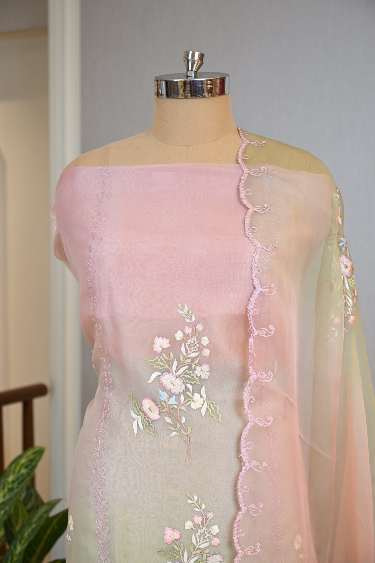 Elegant Organza Thread Work Suit Set