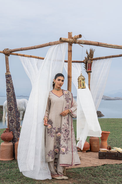 Khadi Silk Dori Work Embellished Unstitched Suit Set