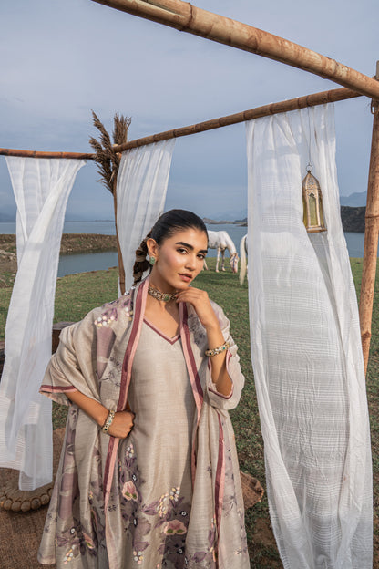 Khadi Silk Dori Work Embellished Unstitched Suit Set