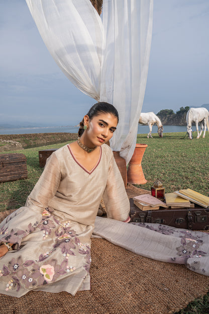 Khadi Silk Dori Work Embellished Unstitched Suit Set
