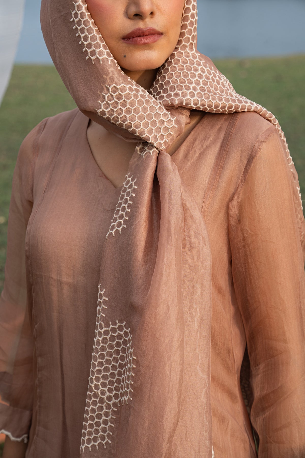 Shimmer Crush Tissue Embellished Unstitched Suit Set
