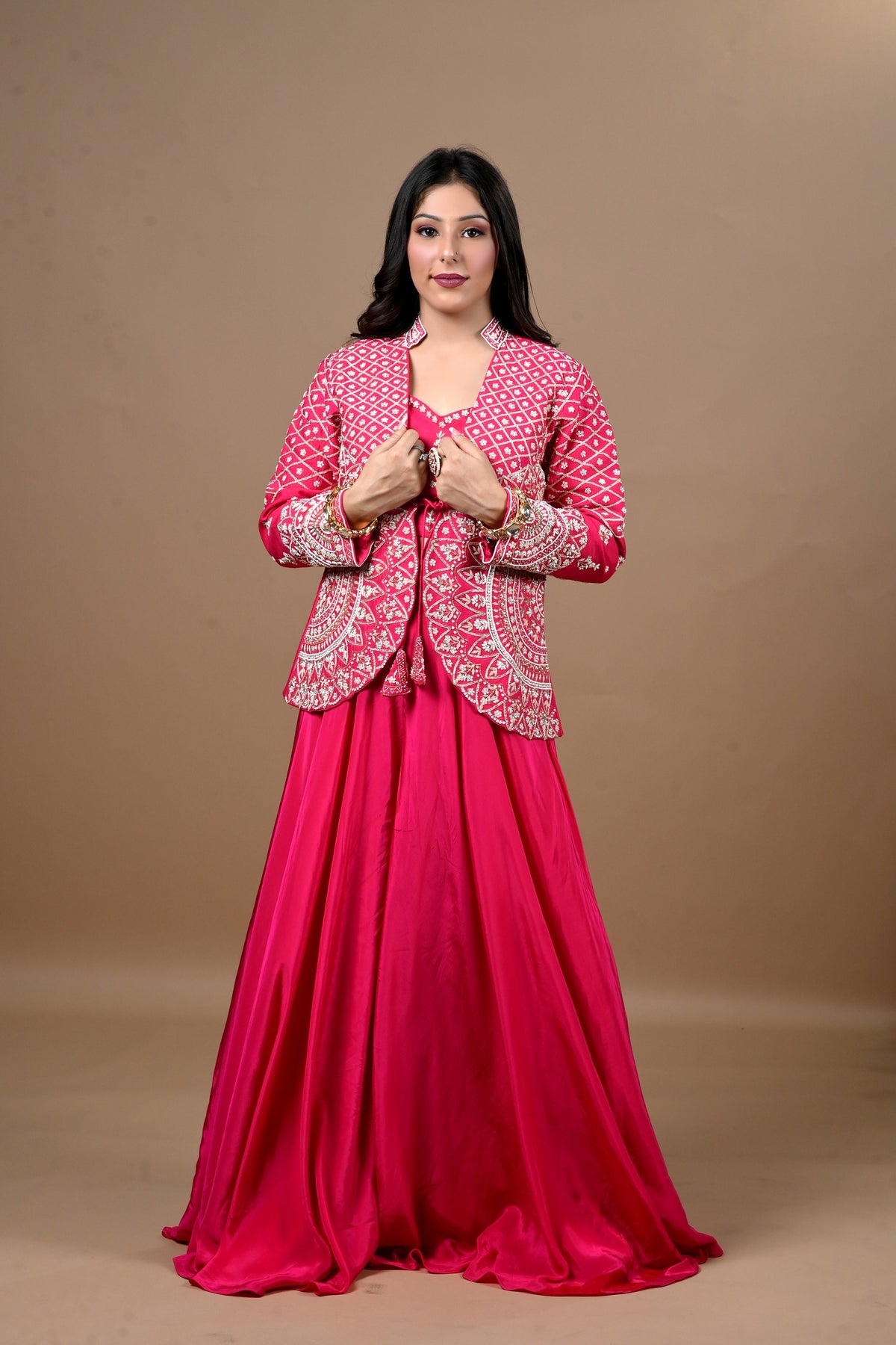 Beaded Pearl Embroidery Crepe Co-Ord Set