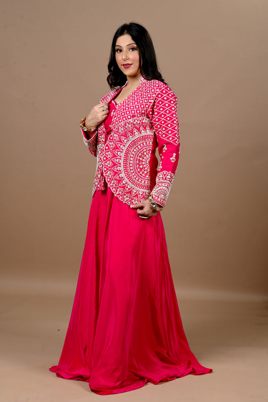 Beaded Pearl Embroidery Crepe Co-Ord Set