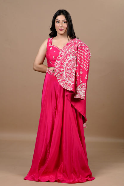 Beaded Pearl Embroidery Crepe Co-Ord Set