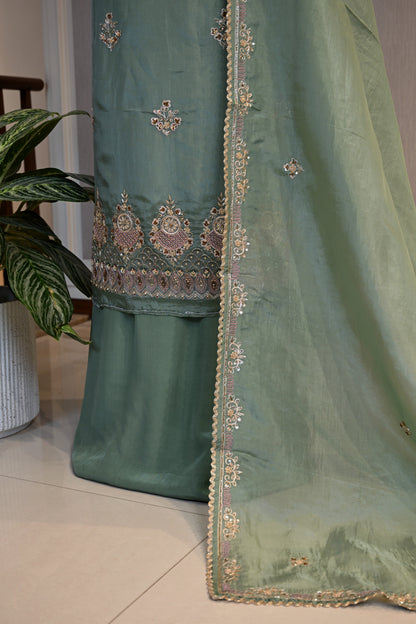 Hand-Embroidered Organza Unstitched Suit