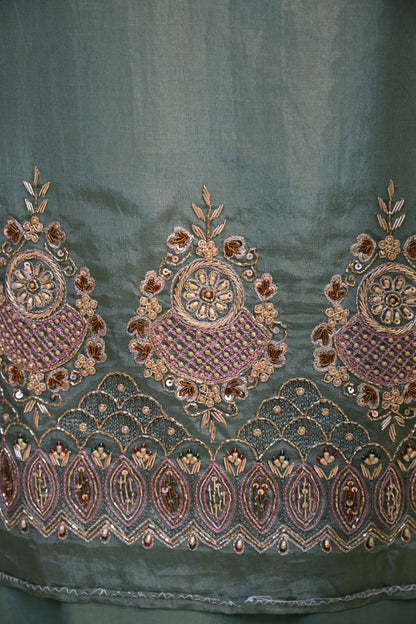Hand-Embroidered Organza Unstitched Suit