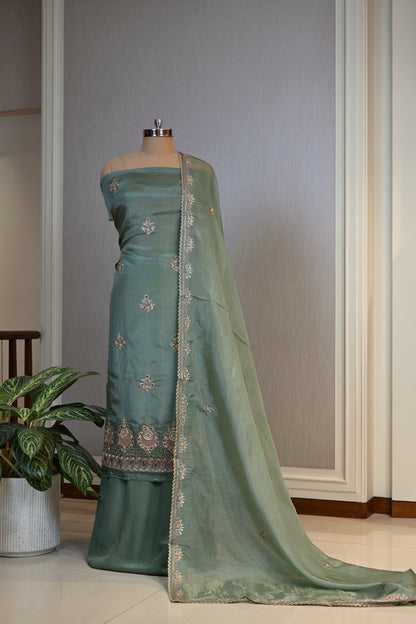 Hand-Embroidered Organza Unstitched Suit