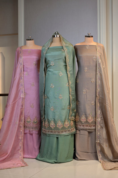 Hand-Embroidered Organza Unstitched Suit