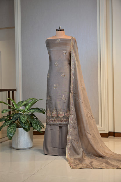 Hand-Embroidered Organza Unstitched Suit