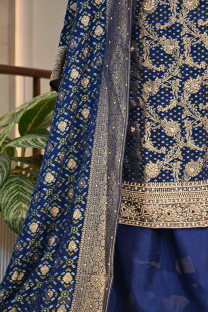 Georgette Banarsi Hand-Embroidered Unstitched Suit