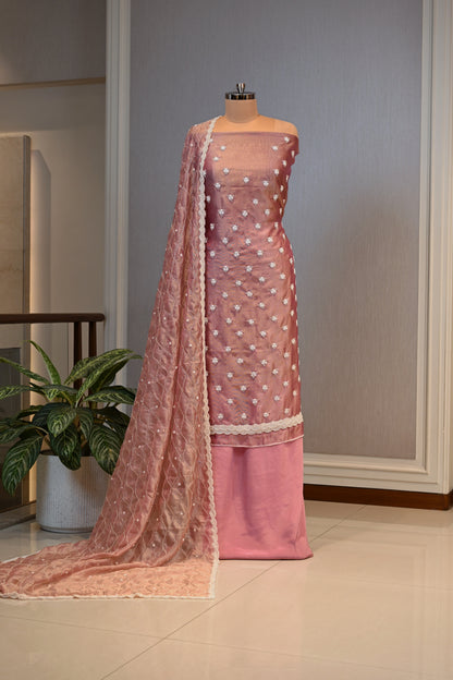 Shimmer Pearl Embellished Festive Unstitched Suit &nbsp;Set
